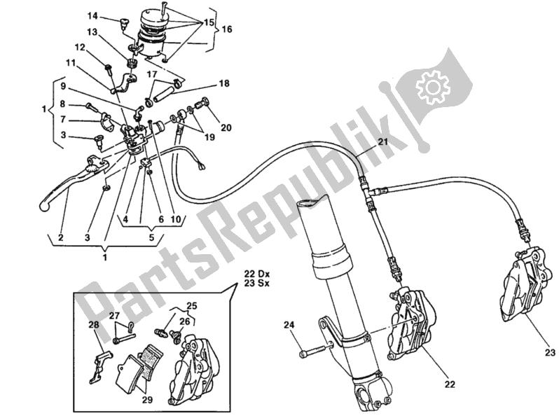 All parts for the Front Brake System of the Ducati Superbike 916 Senna 1998